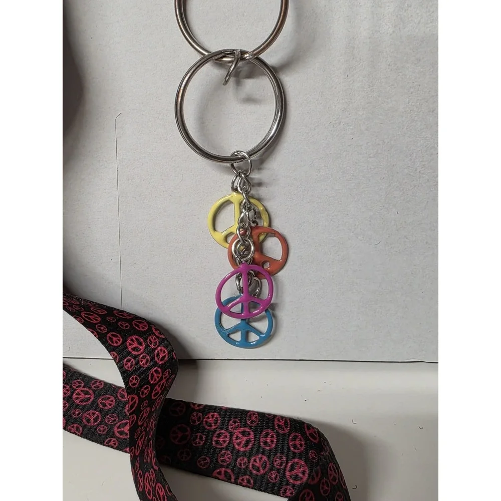 Peace Sign Lanyard And Detachable Peace Keychain